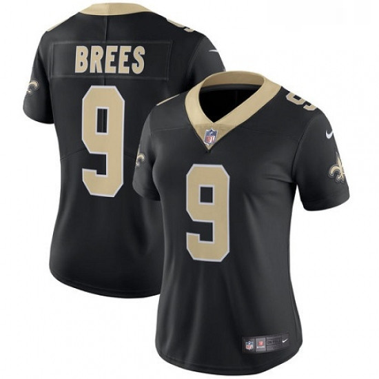 Womens Nike New Orleans Saints 9 Drew Brees Black Team Color Vapor Untouchable Limited Player NFL Je