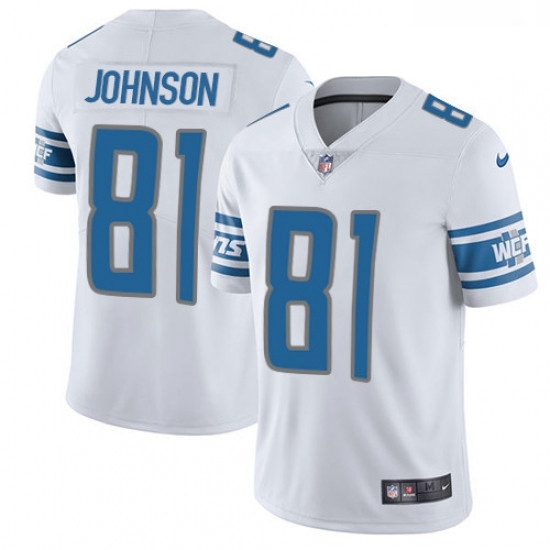 Youth Nike Detroit Lions 81 Calvin Johnson Elite White NFL Jersey