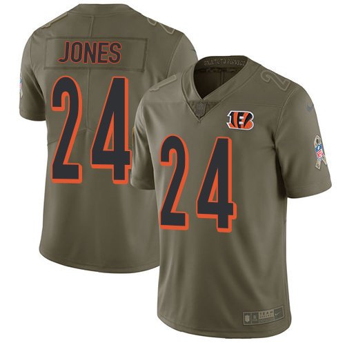 Nike Bengals #24 Adam Jones Olive Mens Stitched NFL Limited 2017 Salute To Service Jersey