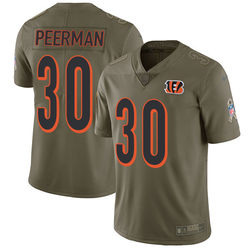 Nike Bengals #30 Cedric Peerman Olive Mens Stitched NFL Limited 2017 Salute To Service Jersey