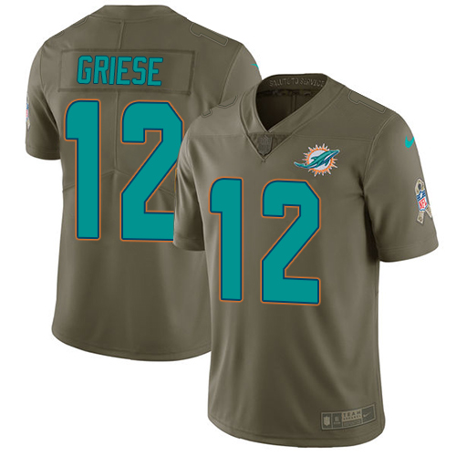 Nike Dolphins #12 Bob Griese Olive Mens Stitched NFL Limited 2017 Salute to Service Jersey