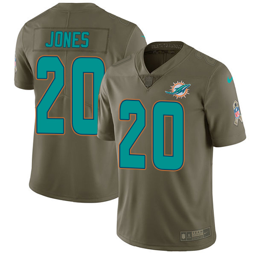 Nike Dolphins #20 Reshad Jones Olive Mens Stitched NFL Limited 2017 Salute to Service Jersey