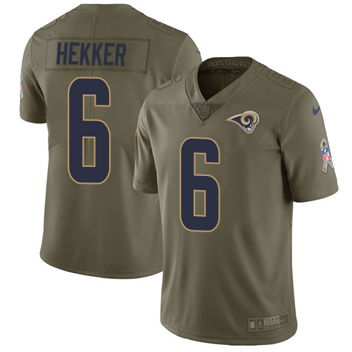 Nike Rams #6 Johnny Hekker Olive Mens Stitched NFL Limited 2017 