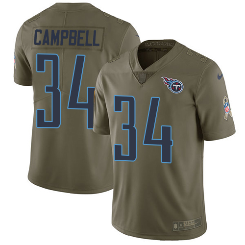 Nike Titans #34 Earl Campbell Olive Mens Stitched NFL Limited 2017 Salute to Service Jersey