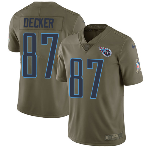 Nike Titans #87 Eric Decker Olive Mens Stitched NFL Limited 2017 Salute to Service Jersey