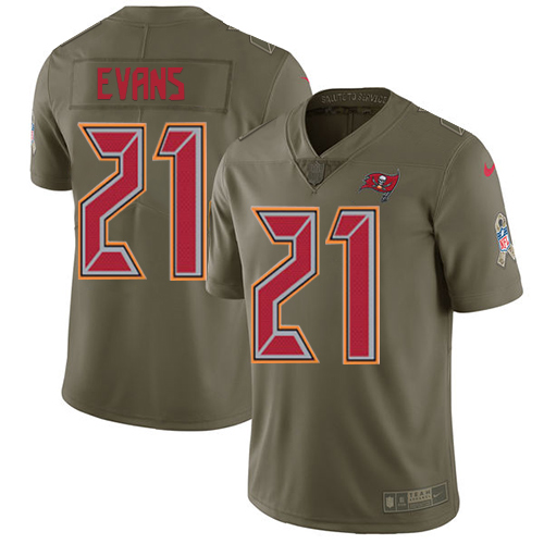 Womens Nike Buccaneers #21 Justin Evans Olive Youth Stitched NFL Limited 2017 Salute to Service Jers