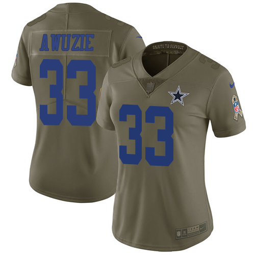 Womens Nike Cowboys #33 Chidobe Awuzie Olive  Stitched NFL Limited 2017 Salute to Service Jersey