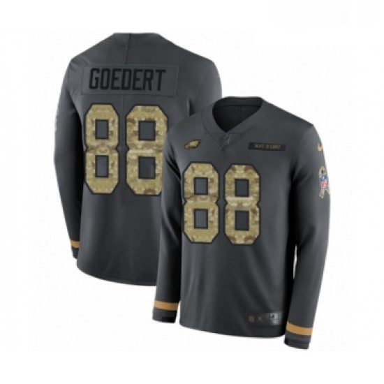 Mens Nike Philadelphia Eagles 88 Dallas Goedert Limited Black Salute to Service Therma Long Sleeve N