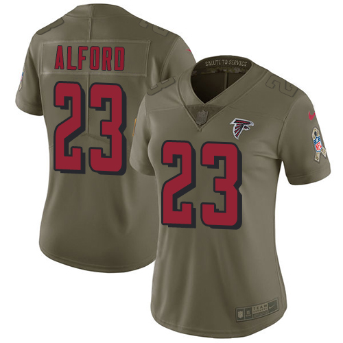 Womens Nike Falcons #23 Robert Alford Olive  Stitched NFL Limited 2017 Salute to Service Jersey