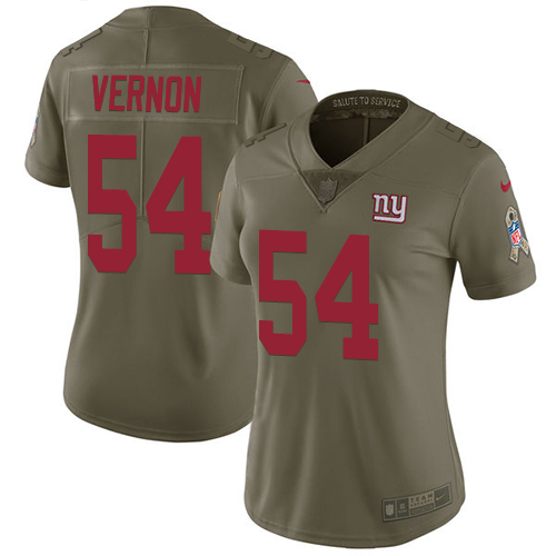 Womens Nike Giants #54 Olivier Vernon Olive  Stitched NFL Limited 2017 Salute to Service Jersey