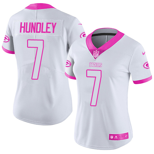 Womens Nike Packers #7 Brett Hundley White Pink  Limited Rush Fashion NFL Jersey