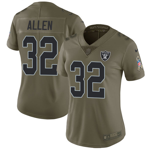 Womens Nike Raiders #32 Marcus Allen Olive  Stitched NFL Limited 2017 Salute to Service Jersey