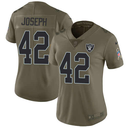 Womens Nike Raiders #42 Karl Joseph Olive  Stitched NFL Limited 2017 Salute to Service Jersey