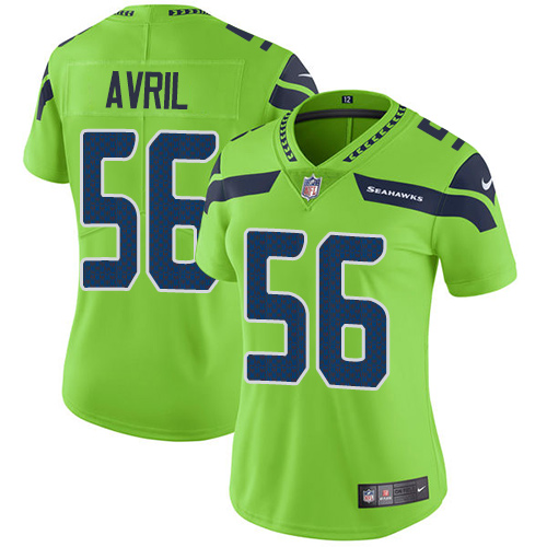 Womens Nike Seahawks #56 Cliff Avril Green  Stitched NFL Limited Rush Jersey