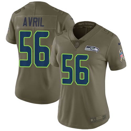 Womens Nike Seahawks #56 Cliff Avril Olive  Stitched NFL Limited 2017 Salute to Service Jersey