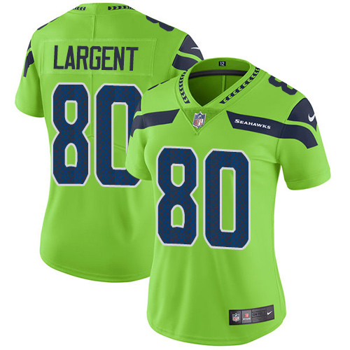 Womens Nike Seahawks #80 Steve Largent Green  Stitched NFL Limited Rush Jersey