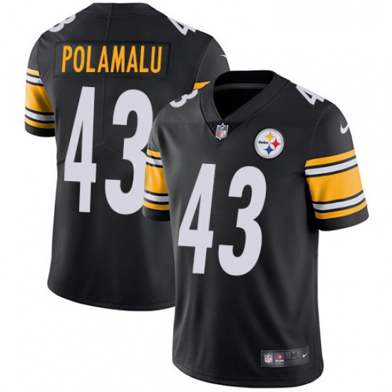 Youth Nike Pittsburgh Steelers 43 Troy Polamalu Black Team Color Vapor Untouchable Limited Player NF