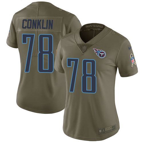 Womens Nike Titans #78 Jack Conklin Olive  Stitched NFL Limited 2017 Salute to Service Jersey