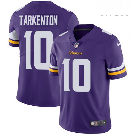 Mens Nike Minnesota Vikings 10 Fran Tarkenton Purple Team Color Vapor Untouchable Limited Player NFL