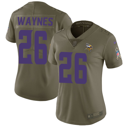 Nike Minnesota Vikings No26 Trae Waynes Olive Women's Stitched NFL Limited 2017 Salute to Service Jersey