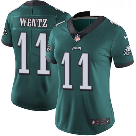 Womens Nike Philadelphia Eagles 11 Carson Wentz Midnight Green Team Color Vapor Untouchable Limited 