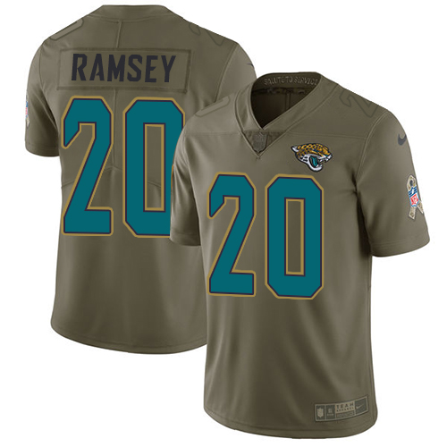 Youth Nike Jaguars #20 Jalen Ramsey Olive Stitched NFL Limited 2017 Salute to Service Jersey