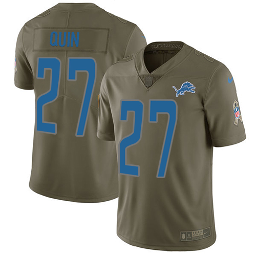 Youth Nike Lions #27 Glover Quin Olive Stitched NFL Limited 2017 Salute to Service Jersey