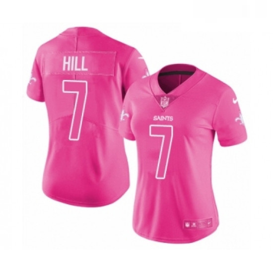 Womens Nike New Orleans Saints 7 Taysom Hill Limited Pink Rush Fashion NFL Jersey