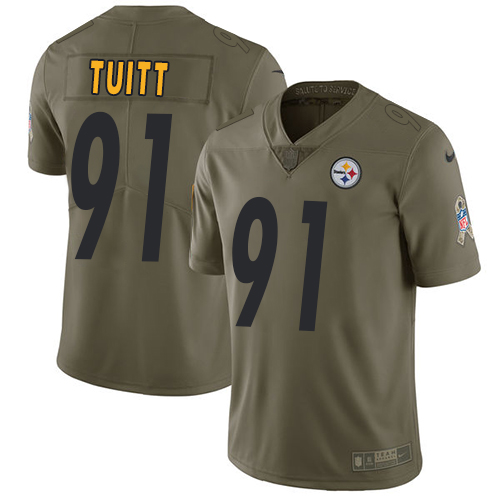 Youth Nike Steelers #91 Stephon Tuitt Olive Stitched NFL Limited 2017 Salute to Service Jersey