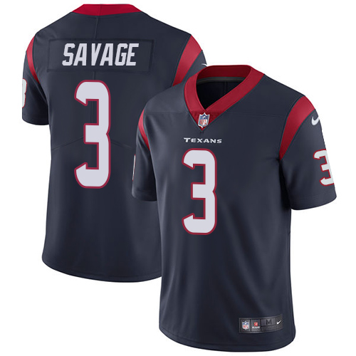 Youth Nike Texans #3 Tom Savage Navy Blue Team Color Stitched NF