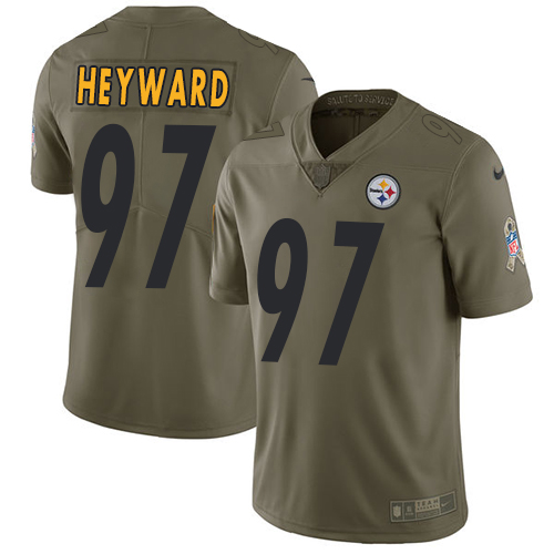 Youth Nike Steelers #97 Cameron Heyward Olive Stitched NFL Limited 2017 Salute to Service Jersey