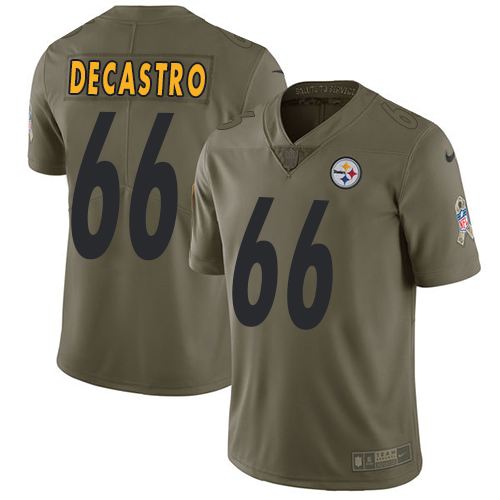 Youth Nike Steelers #66 David DeCastro Olive Stitched NFL Limited 2017 Salute to Service Jersey