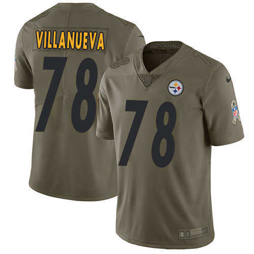 Youth Nike Steelers #78 Alejandro Villanueva Olive Stitched NFL Limited 2017 Salute to Service Jerse