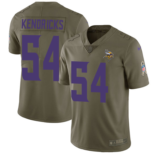 Youth Nike Vikings #54 Eric Kendricks Olive Stitched NFL Limited 2017 Salute to Service Jersey