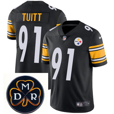 Nike Steelers #91 Stephon Tuitt Black  Mens NFL Vapor Untouchable Limited Stitched With MDR Dan Roon