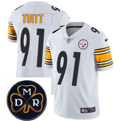 Nike Steelers #91 Stephon Tuitt White Mens NFL Vapor Untouchable Limited Stitched With MDR Dan Roone