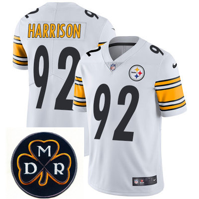 Nike Steelers #92 James Harrison White Mens NFL Vapor Untouchable Limited Stitched With MDR Dan Roon