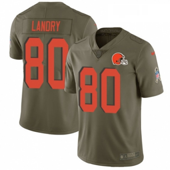 Mens Nike Cleveland Browns 80 Jarvis Landry Limited Olive 2017 Salute to Service NFL Jersey