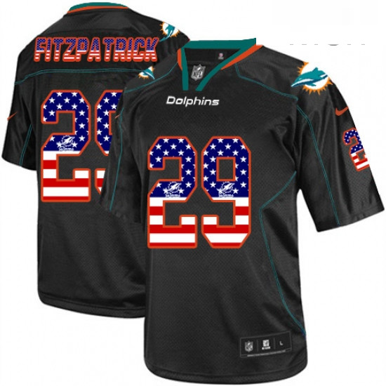 Mens Nike Miami Dolphins 29 Minkah Fitzpatrick Elite Black USA Flag Fashion NFL Jersey