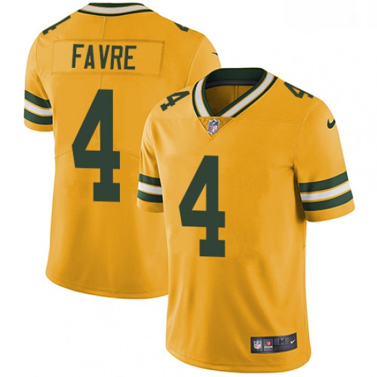 Men Nike Green Bay Packers 4 Brett Favre Limited Gold Rush Vapor Untouchable NFL Jersey