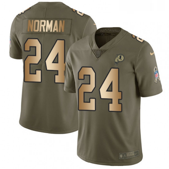 Youth Nike Washington Redskins 24 Josh Norman Limited OliveGold 2017 Salute to Service NFL Jersey