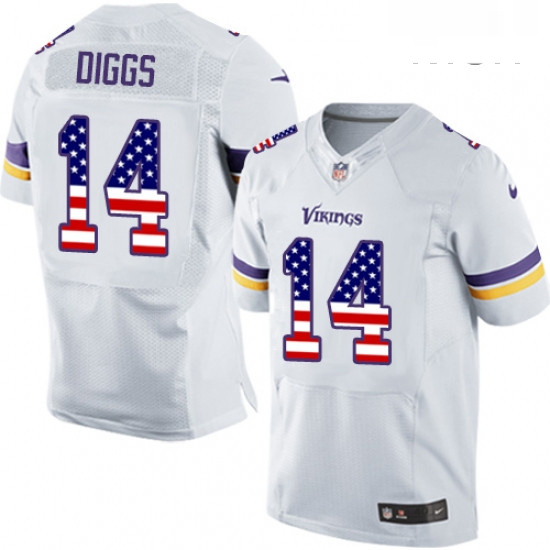 Mens Nike Minnesota Vikings 14 Stefon Diggs Elite White Road USA