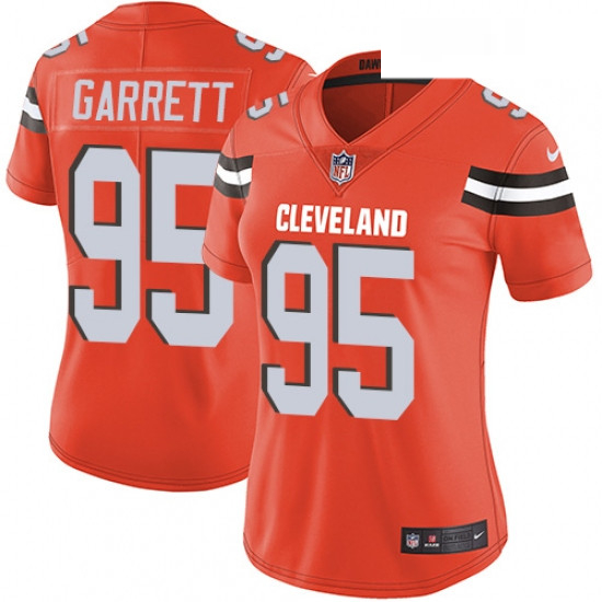 Womens Nike Cleveland Browns 95 Myles Garrett Orange Alternate Vapor Untouchable Limited Player NFL 