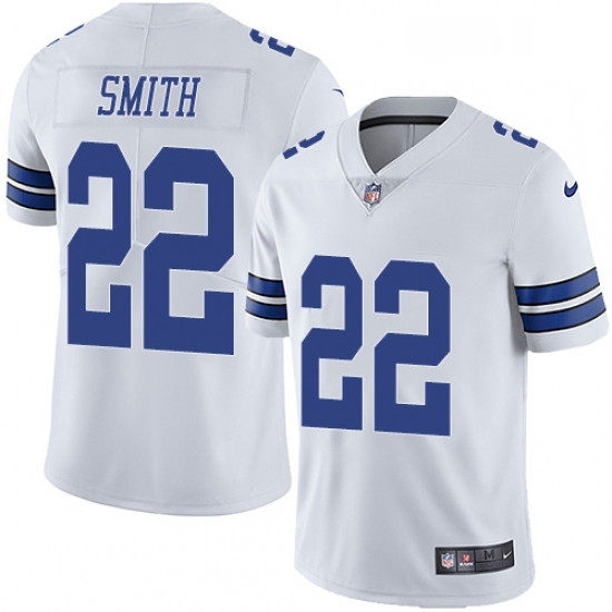 Mens Nike Dallas Cowboys 22 Emmitt Smith White Vapor Untouchable Limited Player NFL Jersey