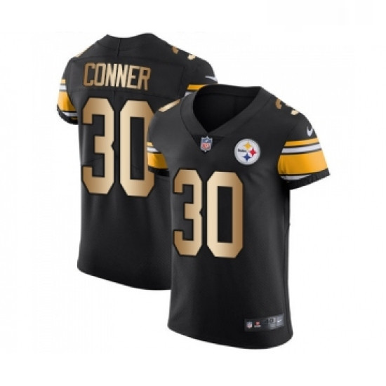 Mens Pittsburgh Steelers 30 James Conner Elite Black Gold Team Color Football Jersey