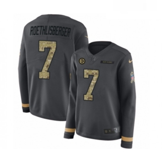 Womens Nike Pittsburgh Steelers 7 Ben Roethlisberger Limited Black Salute to Service Therma Long Sle