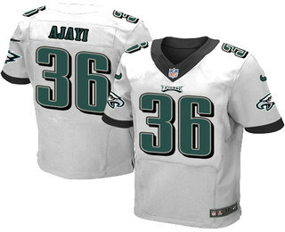 Mens Philadelphia Eagles  36 Jay Ajayi White Road Stitched NFL Nike Elite Jersey