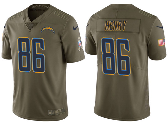 Mens Chargers hunter henry olive 2017 salute to service jersey