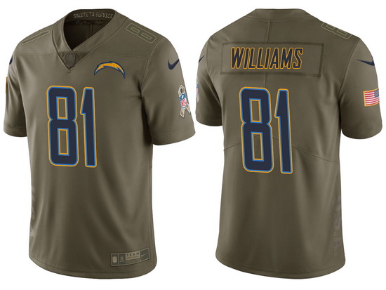 Mens Chargers mike williams olive 2017 salute to service jersey