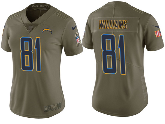 womens chargers mike williams olive 2017 salute to service jersey